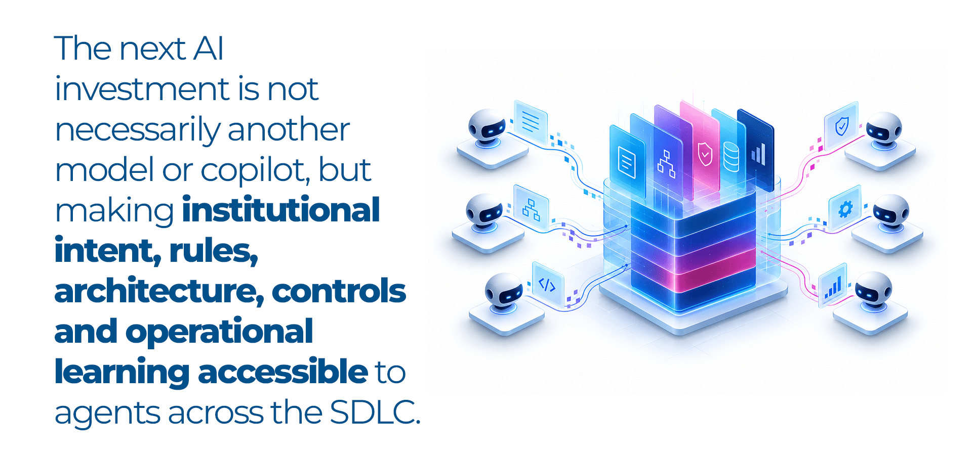 The next Al investment is not necessarily another model or copilot, but making institutional intent, rules, architecture, controls and operational learning accessible to agents across the SDLC